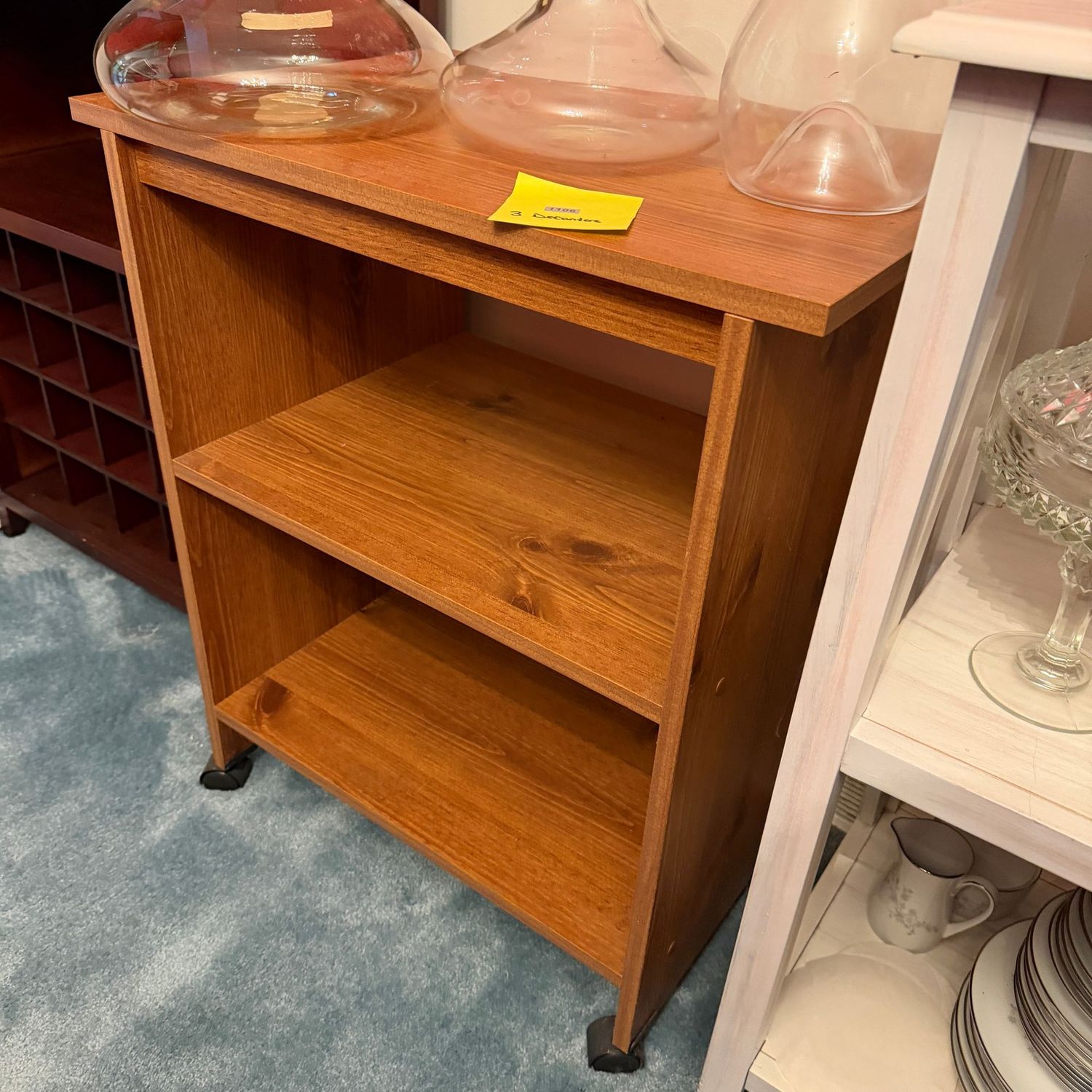 Laminate shelf on casters, perfect for microwave or printer, 28/29 Laminate shelf on casters, perfect for microwave or printer, 28/29"H x 23"W x 15"D