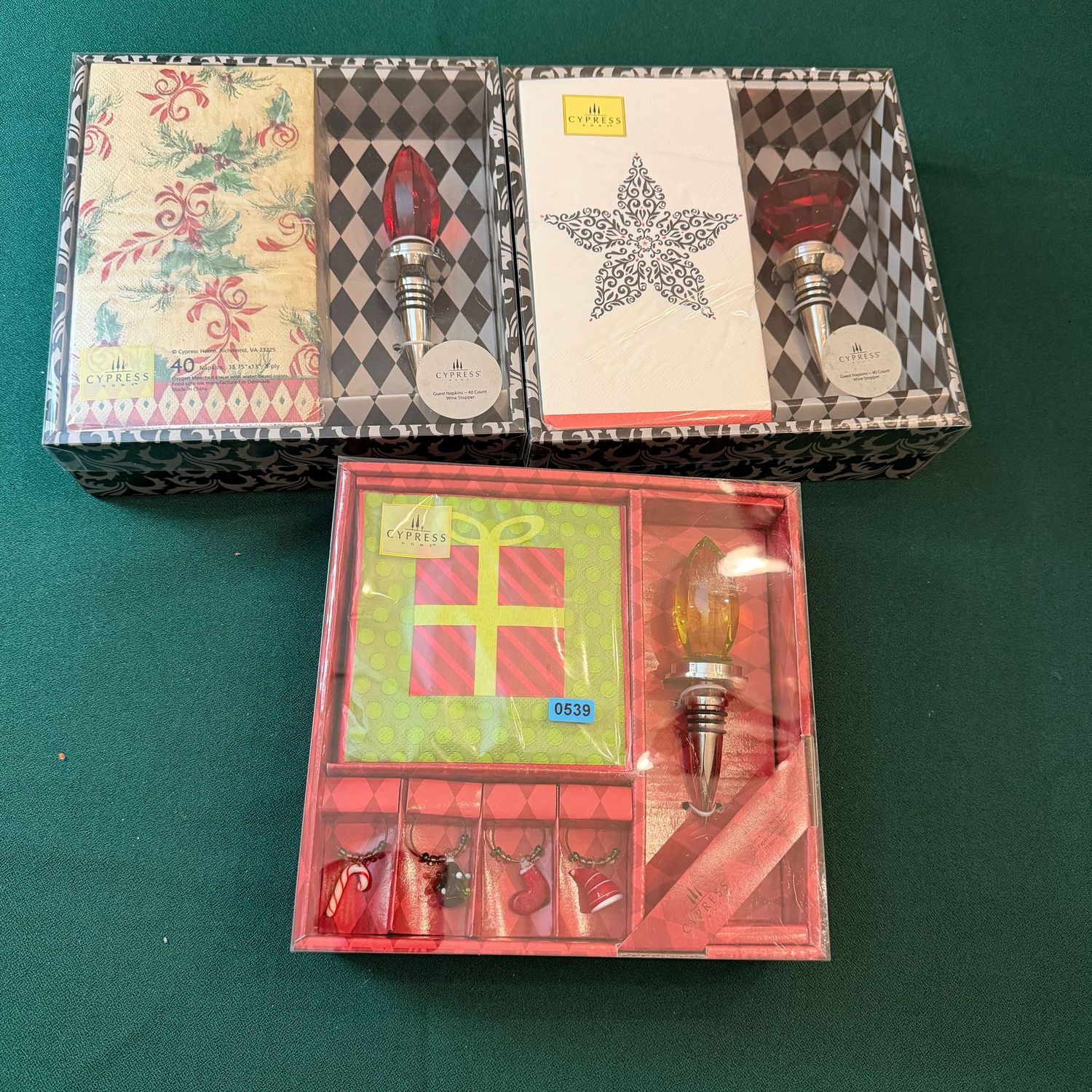 Cypress Home napkin, bottle stopper sets, B0539 Cypress Home napkin, bottle stopper sets, B0539
