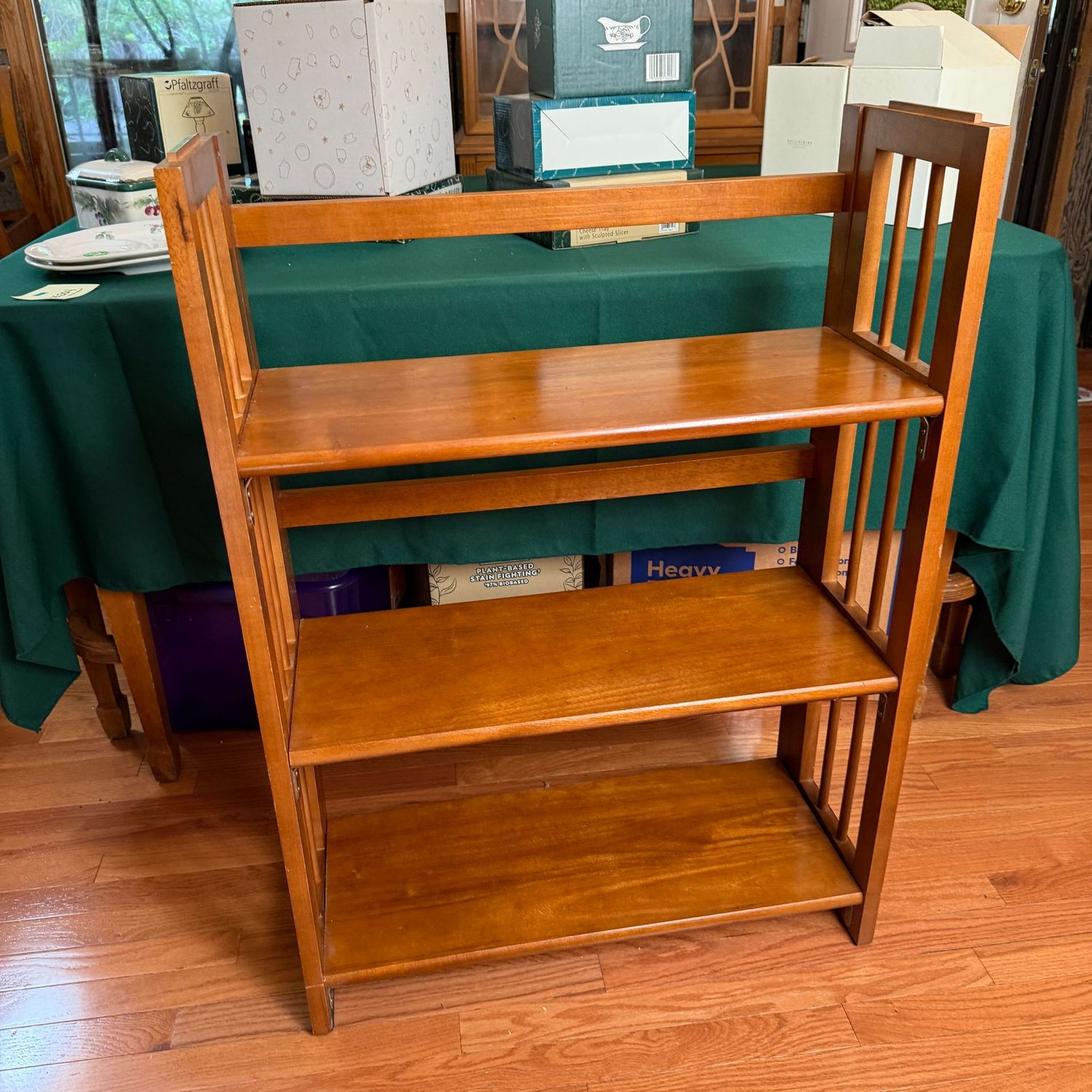 Foldable wooden shelf, 38 Foldable wooden shelf, 38"H x 11"D x 28"L, B0554