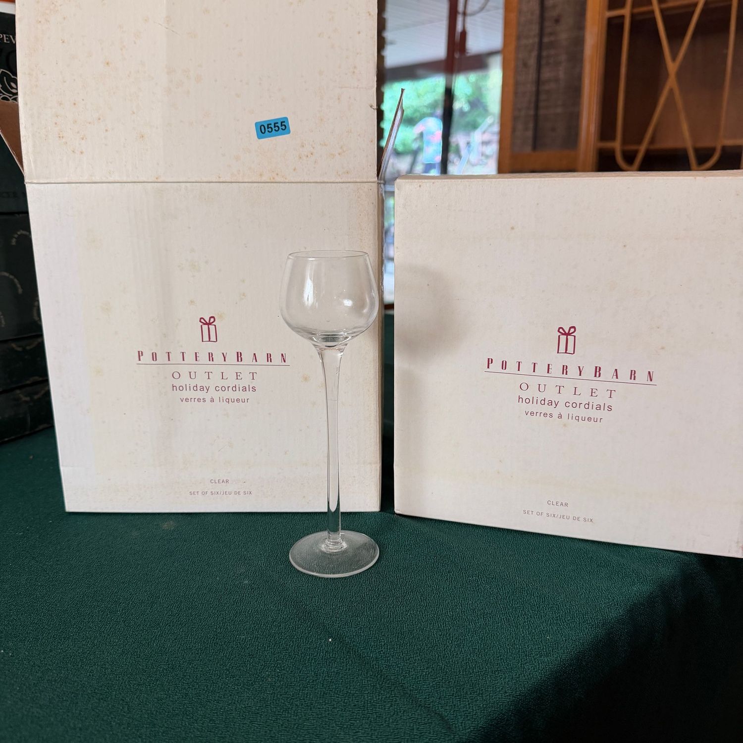 Pottery Barn Holiday Cordial Liqueur glasses stemware, two boxes of 6, 12 total, B0555 Pottery Barn Holiday Cordial Liqueur glasses stemware, two boxes of 6, 12 total, B0555
