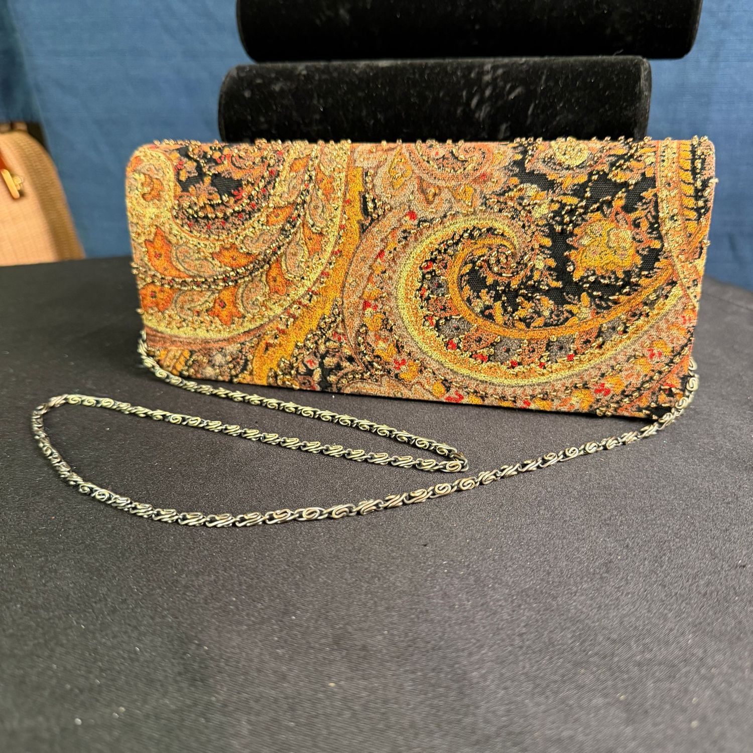 Paisley beaded evening bag purse, 9 Paisley beaded evening bag purse, 9", B0377