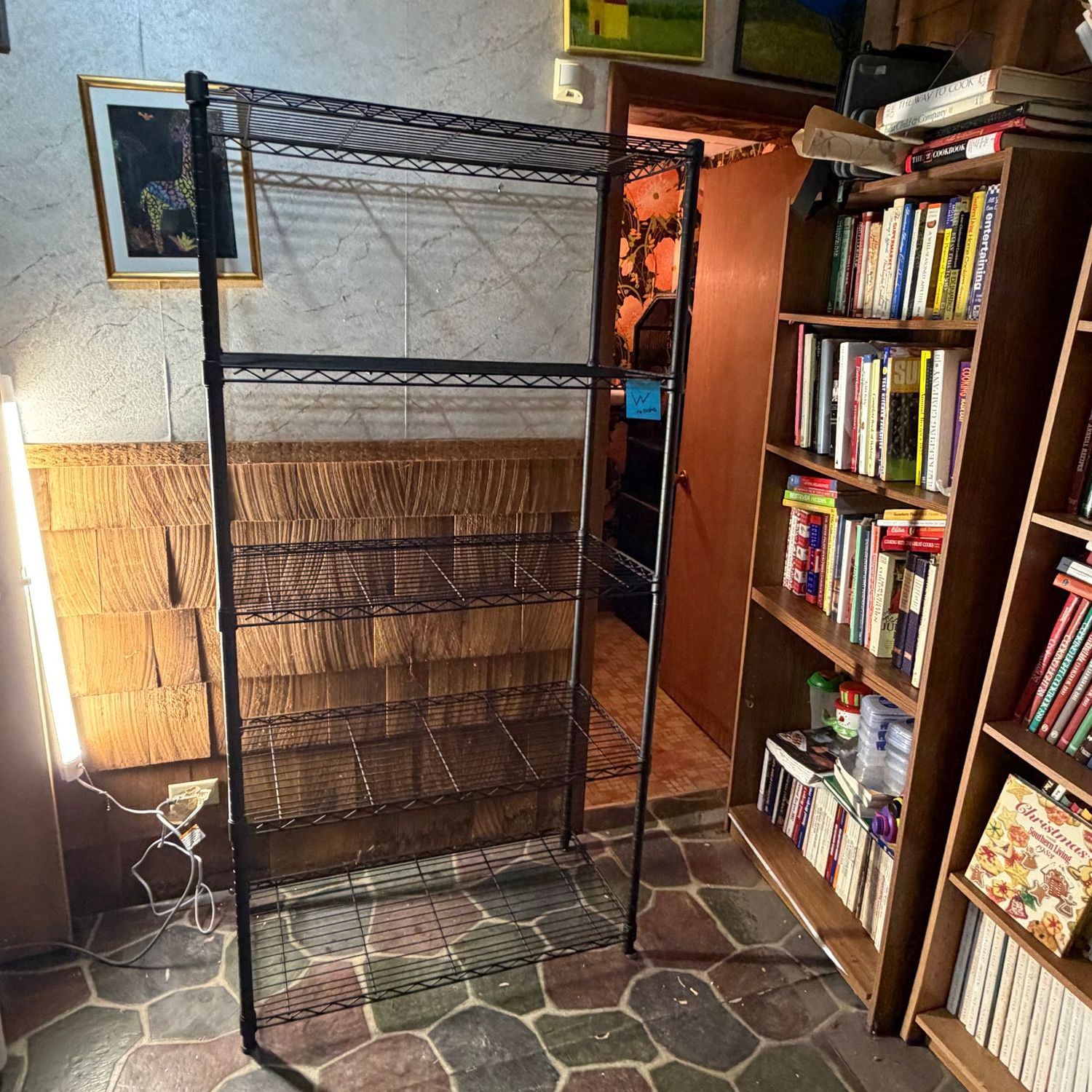 Black industrial shelf (W) 6'H x 21 Black industrial shelf (W) 6'H x 21"W x 38"L
