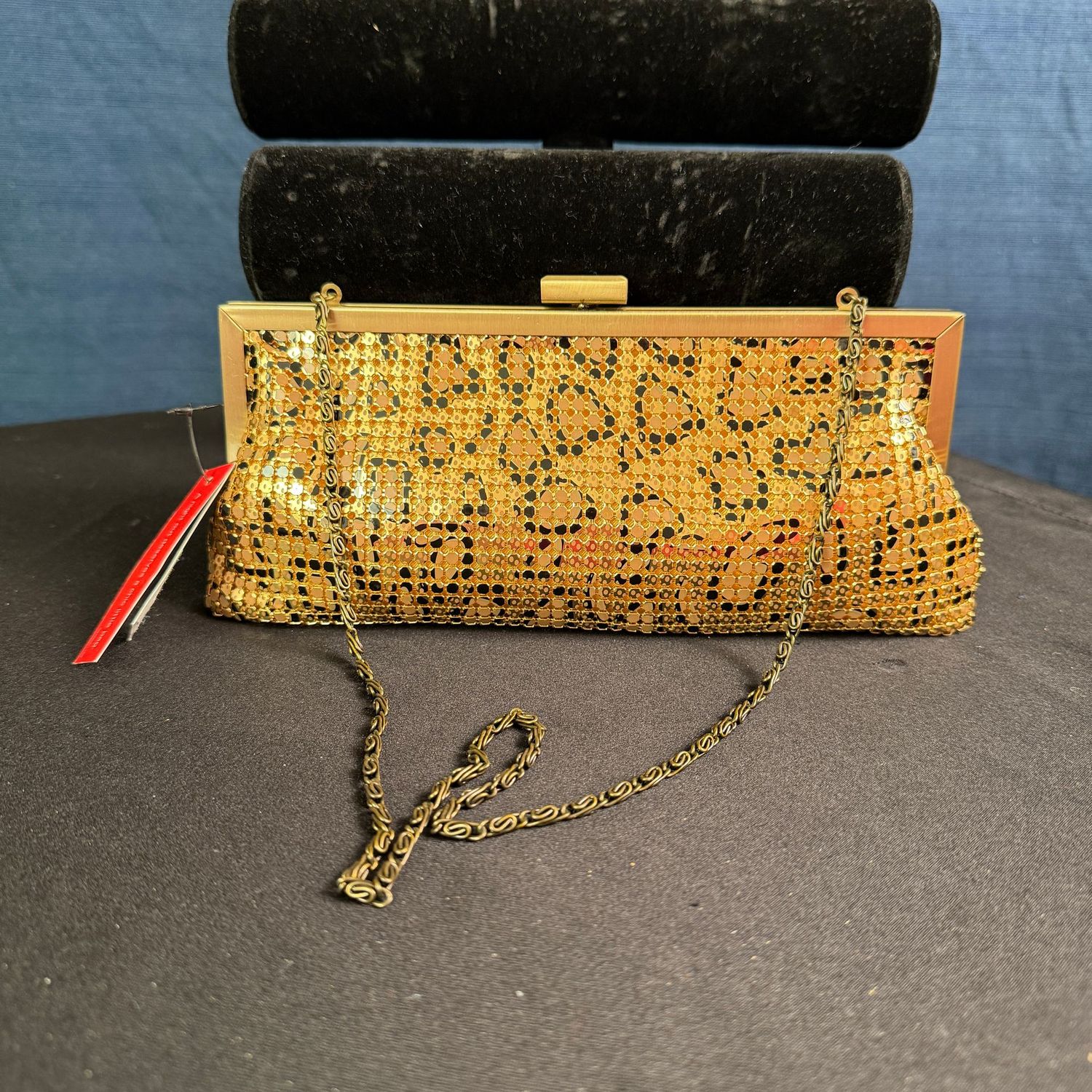 Style & Co leopard and gold mesh evening bag purse, 9 Style & Co leopard and gold mesh evening bag purse, 9"L, B0369