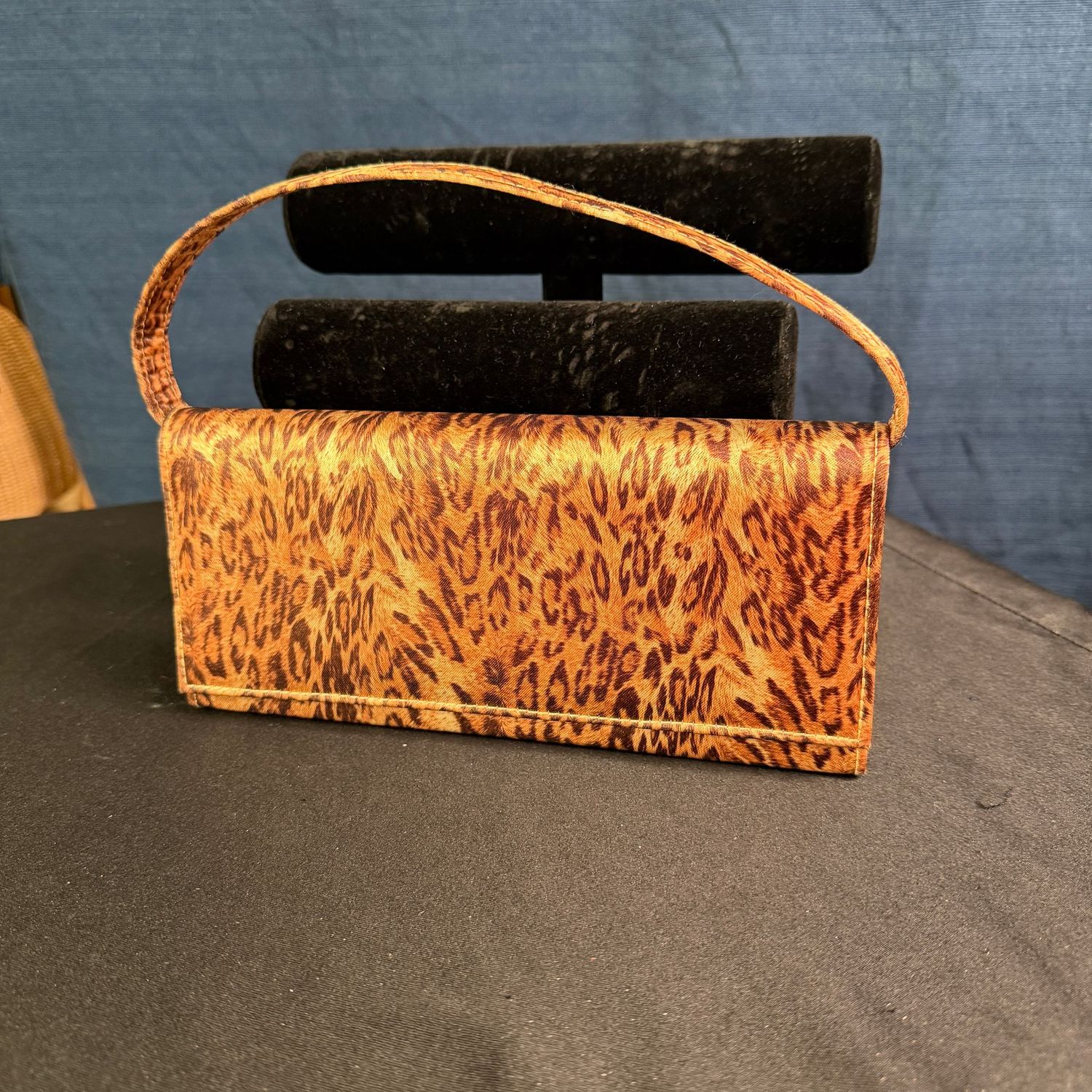 Satin animal print evening bag purse with satin handle, 9 Satin animal print evening bag purse with satin handle, 9", B0378
