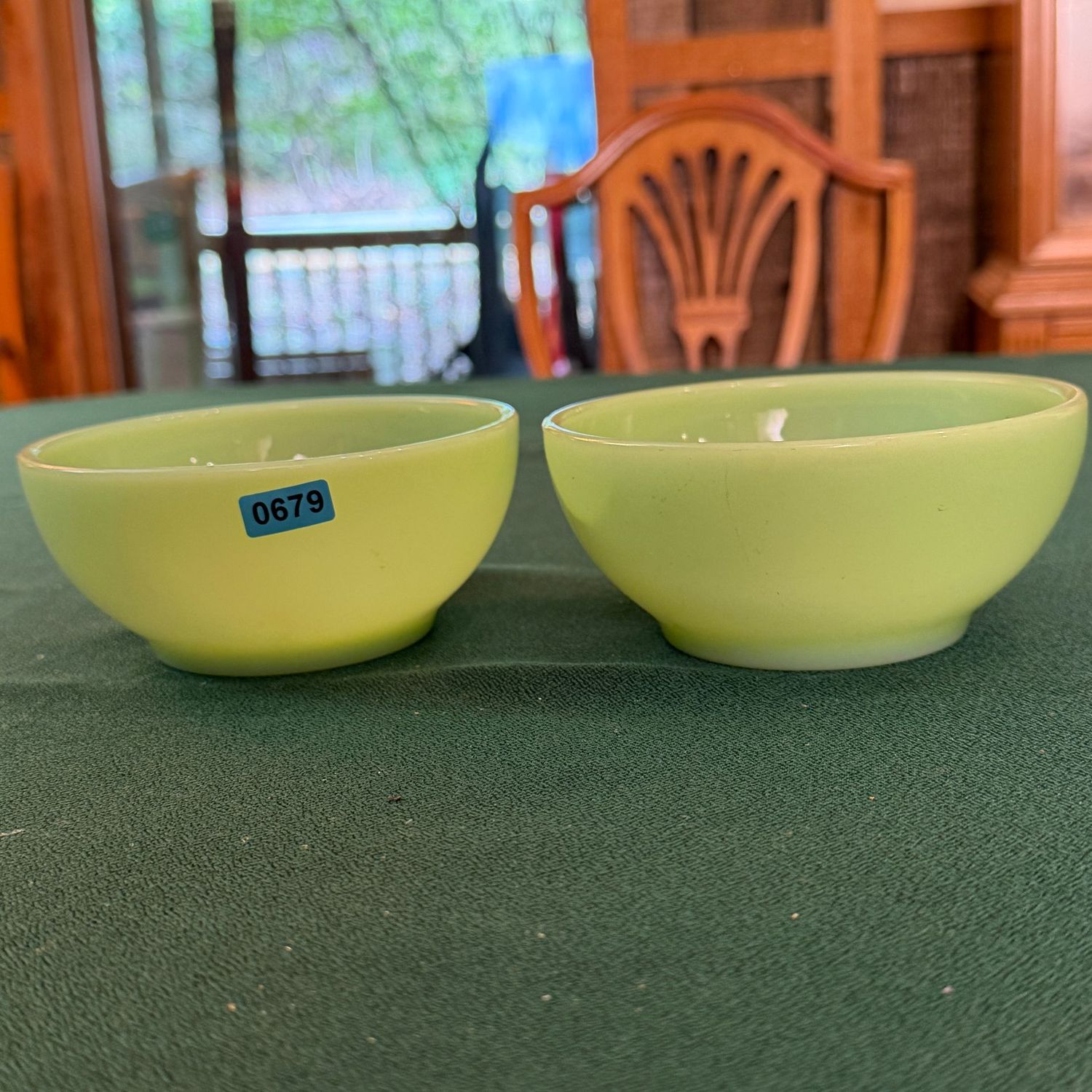 Pair of Fire King jadeite glass 4" bowls, B0679