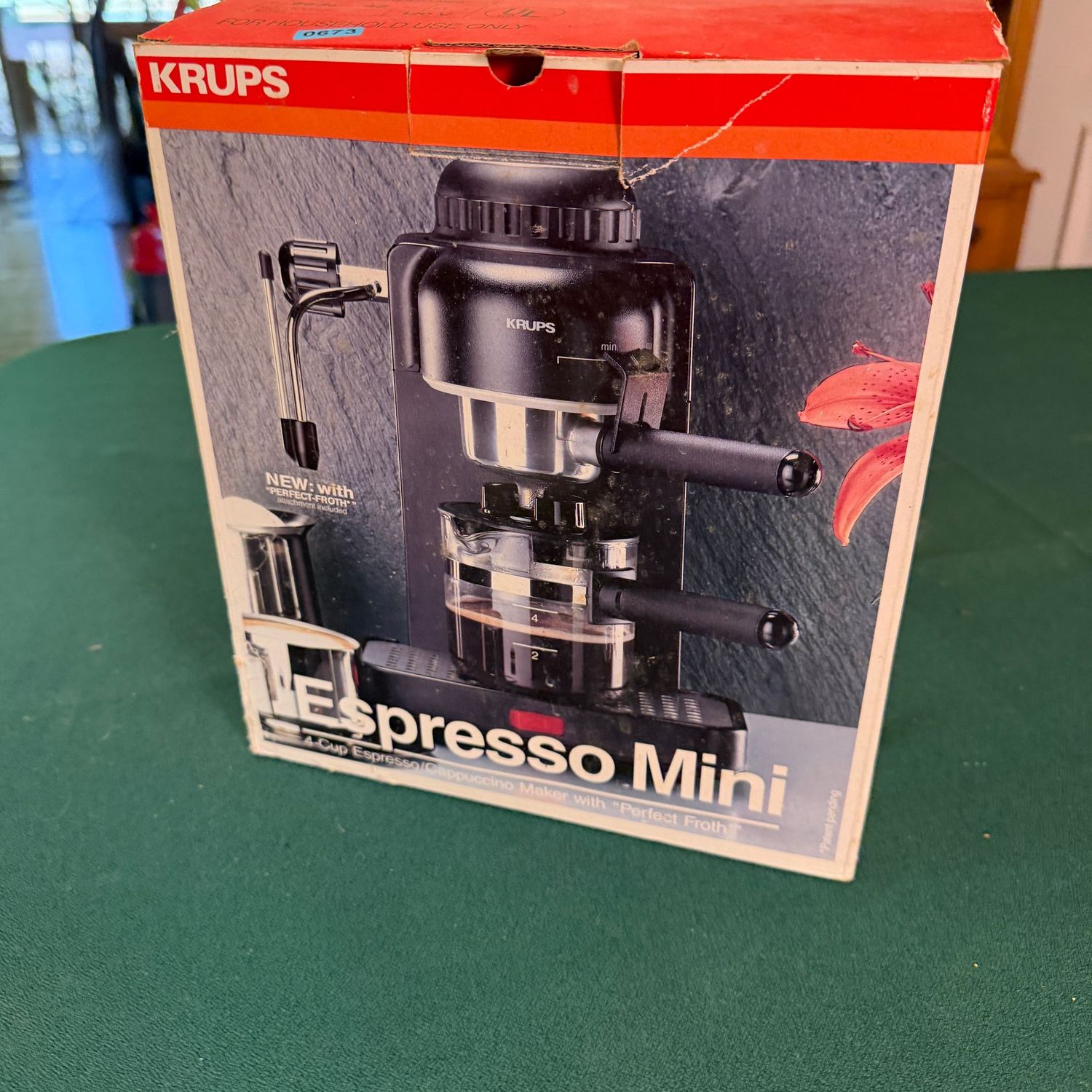 Krups Espresso MIni, appears in good condition, and heats fast on initial test, B0673