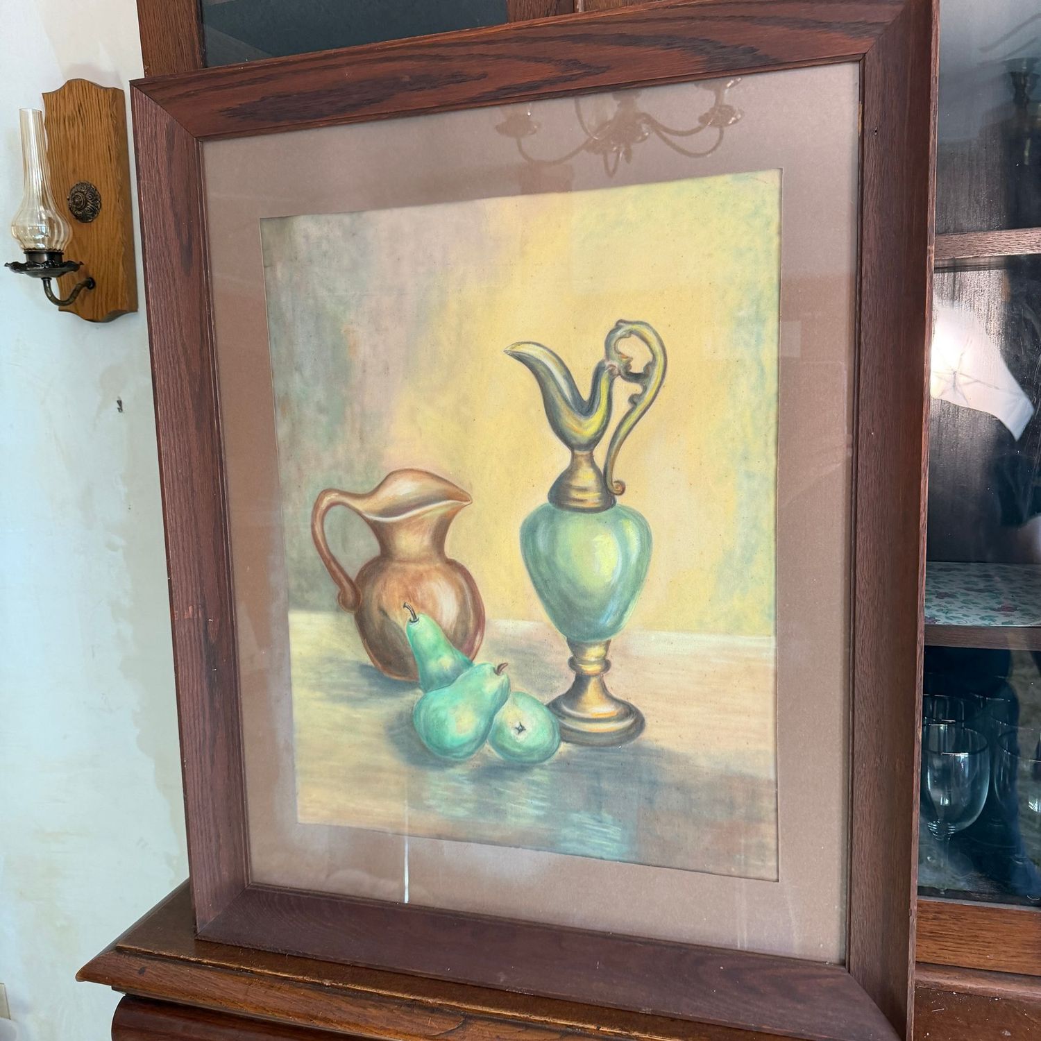 Large still life artwork by Alberta Melton, some wear/foxing to piece, 33" x 27"