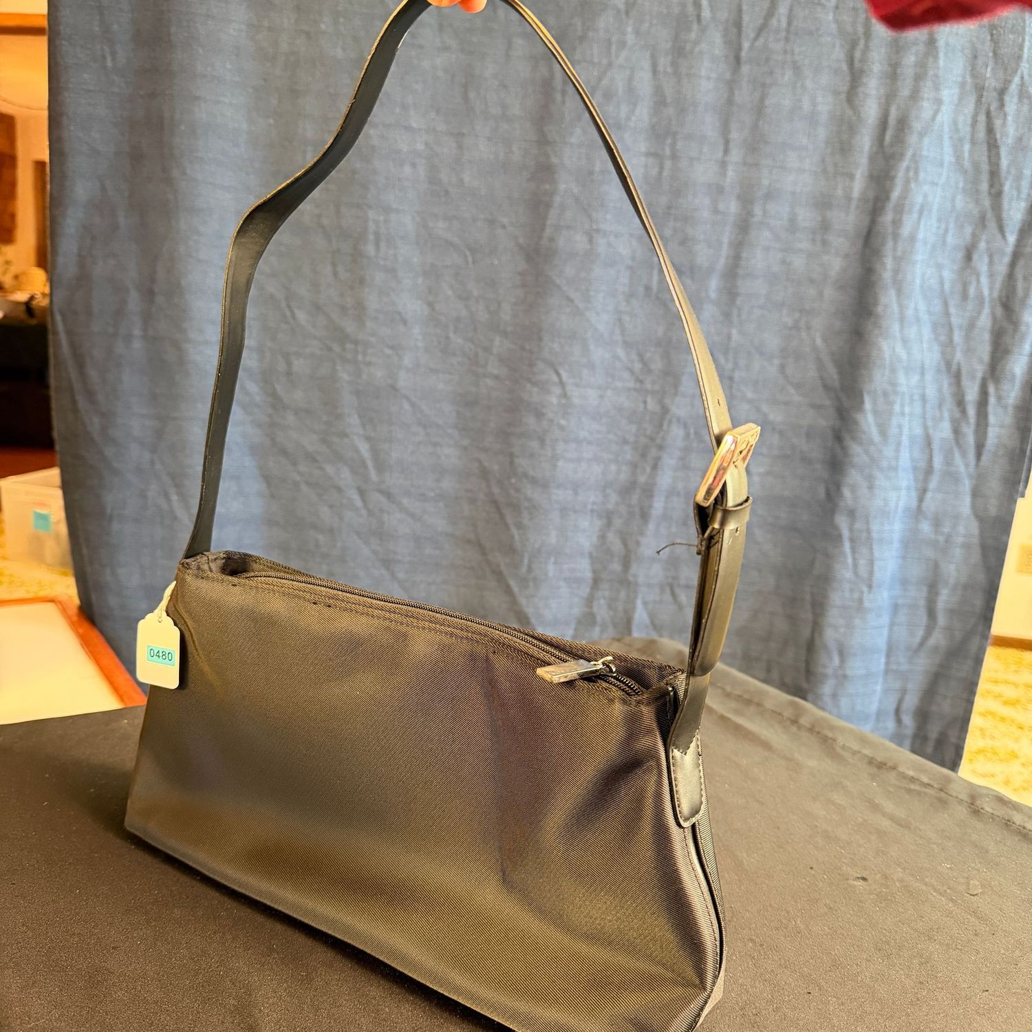 Black fabric evening bag purse B0480, 13 Black fabric evening bag purse B0480, 13"