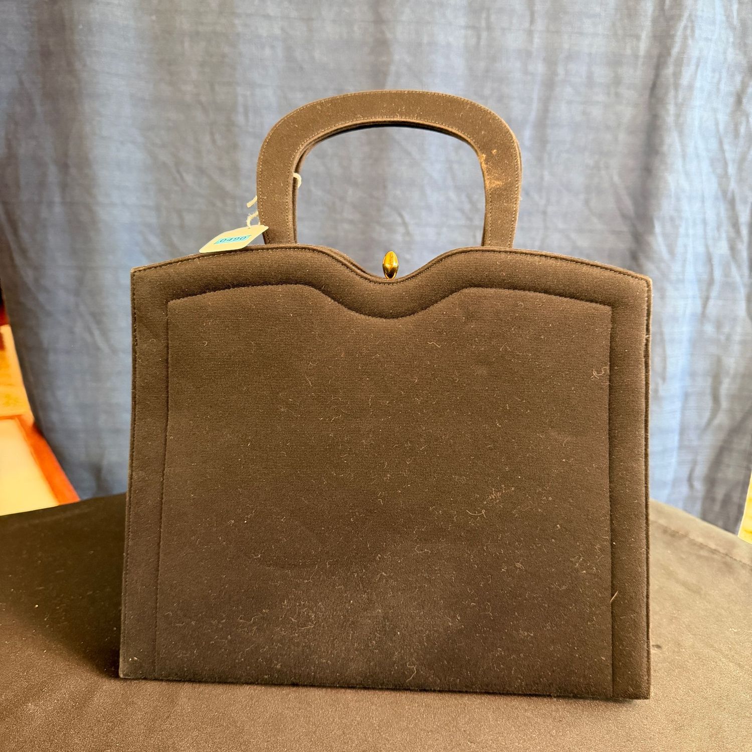 Black vintage evening bag purse, 12'W B0490 Black vintage evening bag purse, 12'W B0490