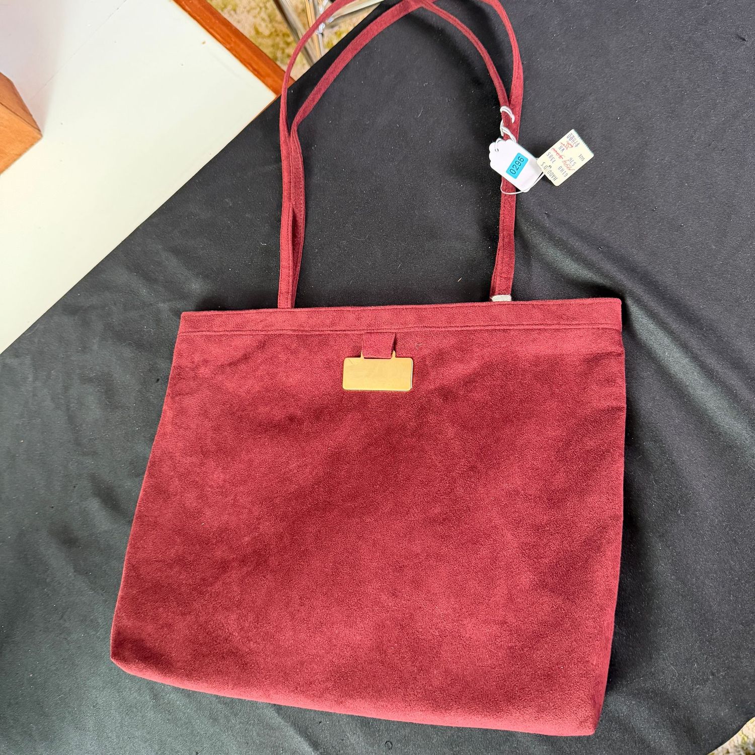 Reva Ultrasuede maroon red slender purse bag, 14 Reva Ultrasuede maroon red slender purse bag, 14"W, B0296