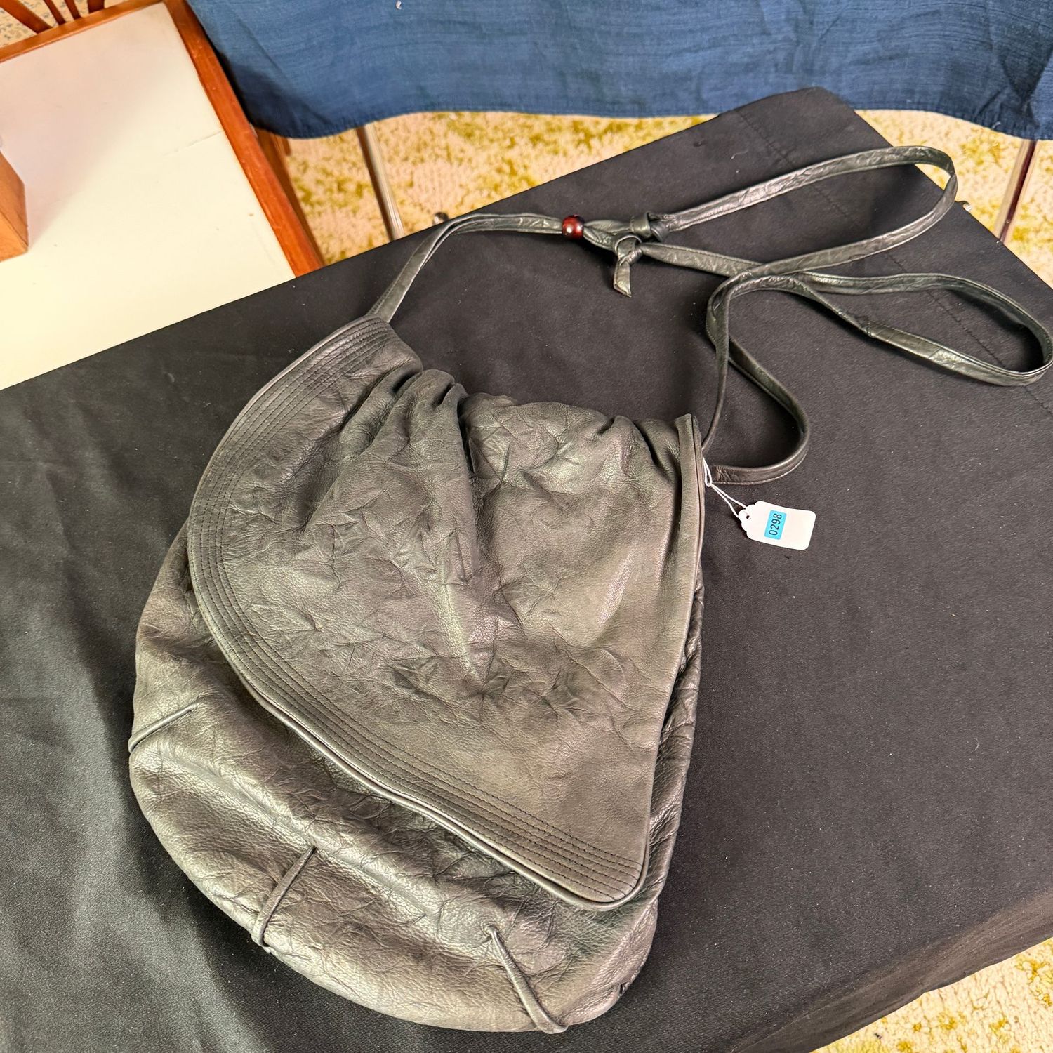 Vintage crinkle leather hobo bag, 11 Vintage crinkle leather hobo bag, 11"W, B0298