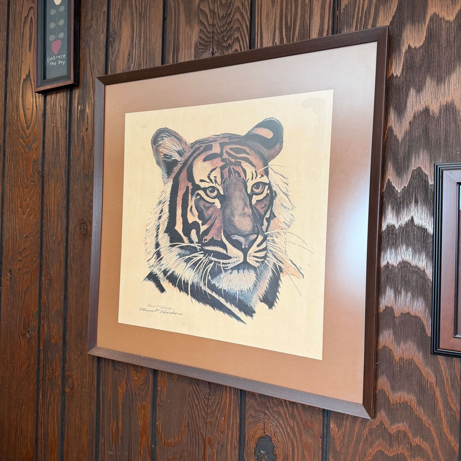 Large signed tiger print by Thomas Schmader, 27 Large signed tiger print by Thomas Schmader, 27" x 27"