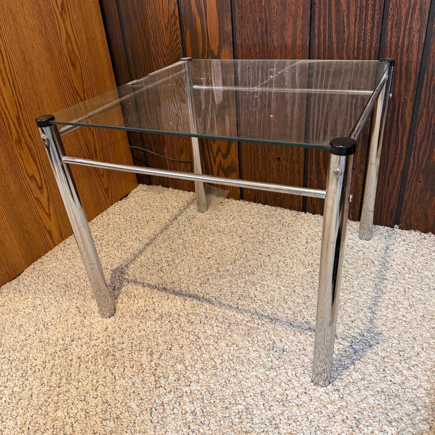 Square End Side Table attributed to James David, some wear, needs a little cleaning, 19"H x 22"W