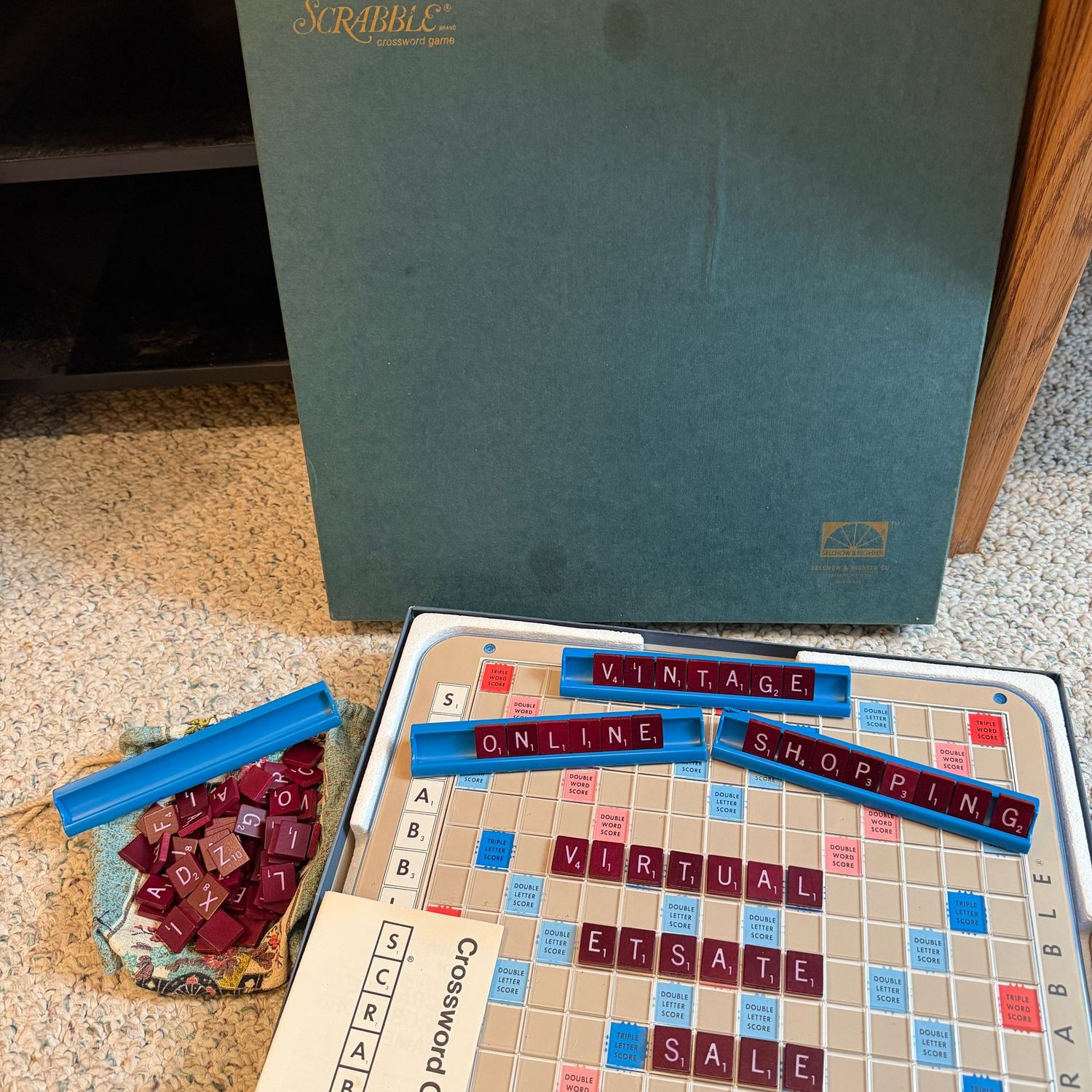Rotating plastic Scrabble game board and pieces