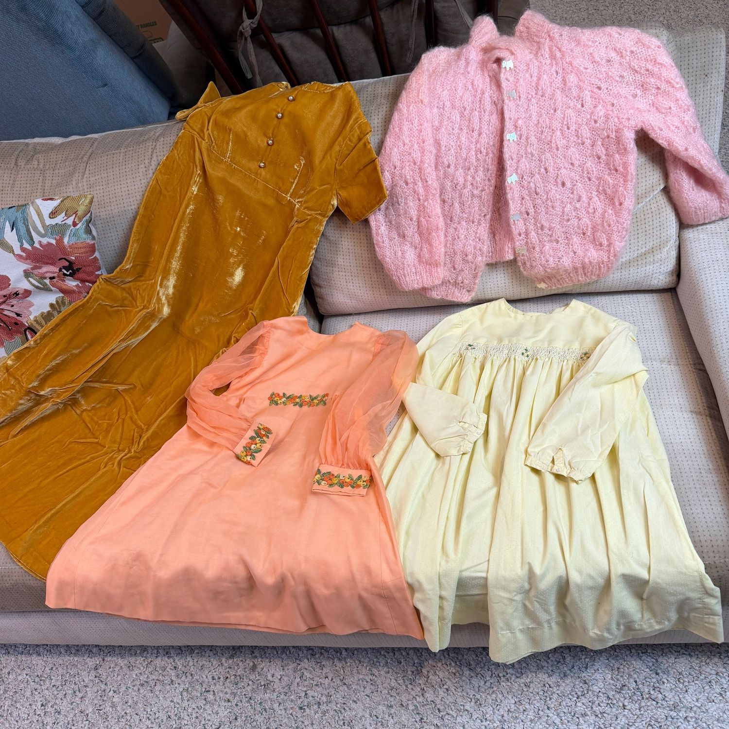 Vintage young girls' dresses and sweater