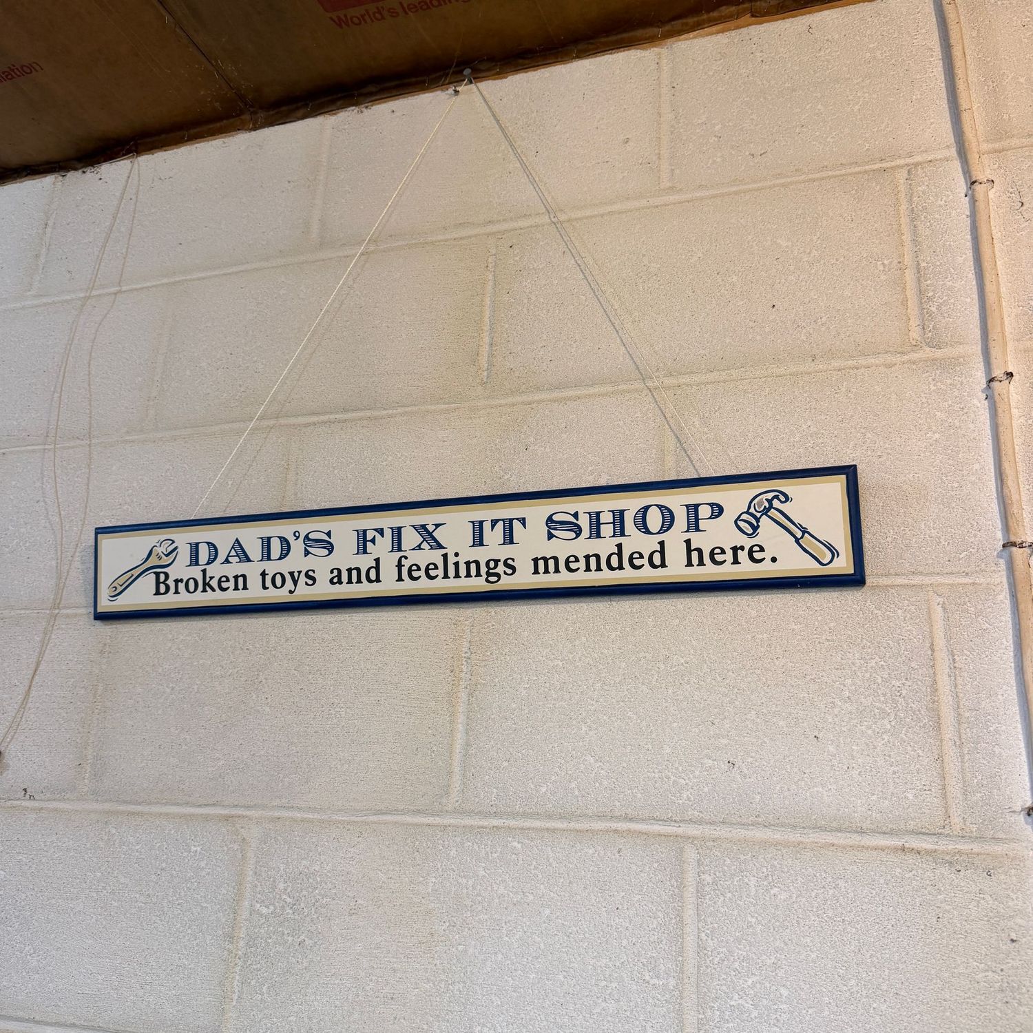 Long wood dad fix it shop hanging sign, 30"L