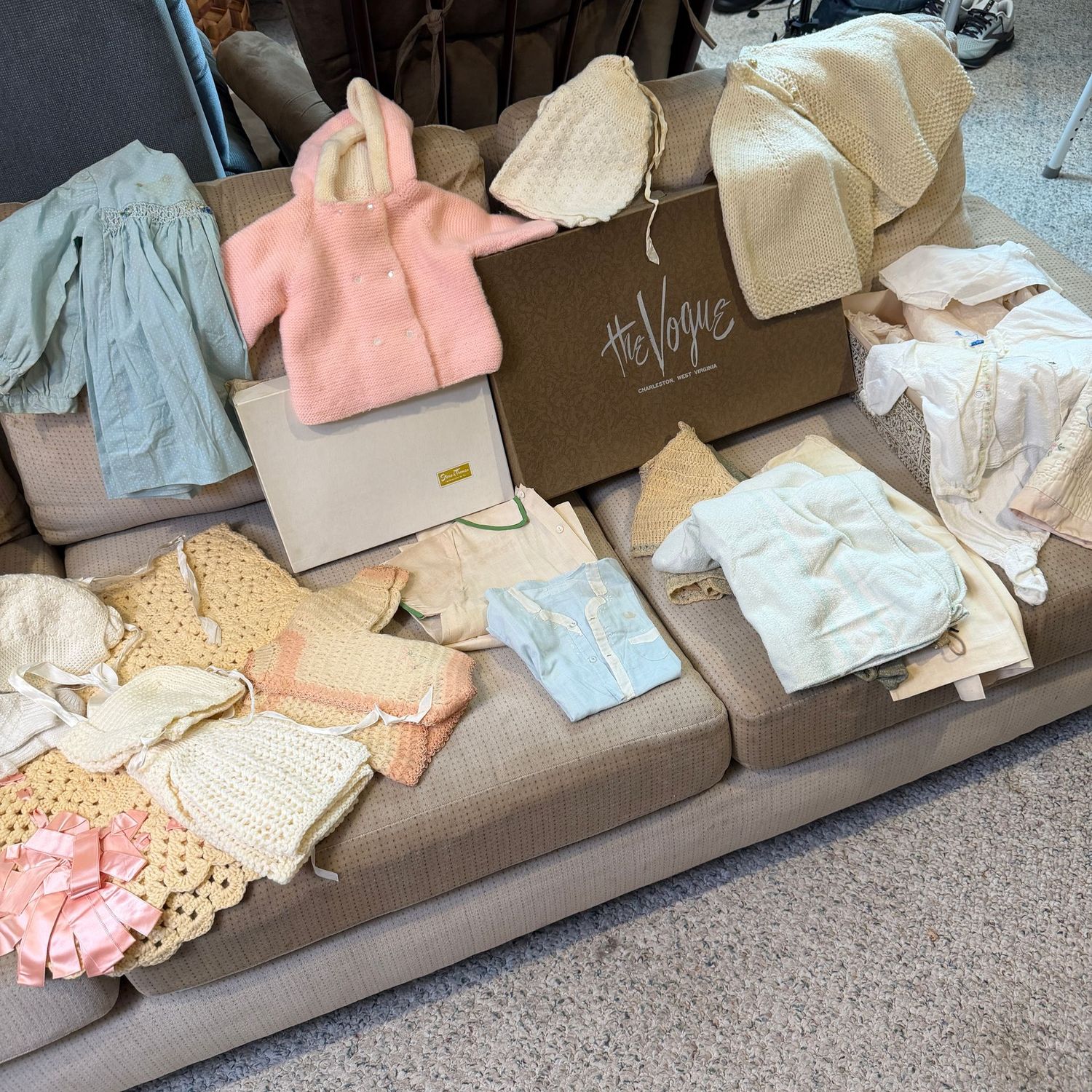 Vintage baby blanket, baby, and toddler clothing, some need cleaned Vintage baby blanket, baby, and toddler clothing, some need cleaned
