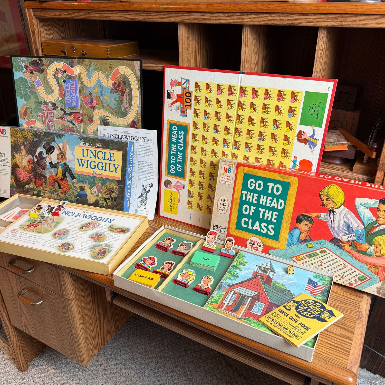 Vintage Go to the Head of the Class and Uncle Wiggily games with pieces seen Vintage Go to the Head of the Class and Uncle Wiggily games with pieces seen