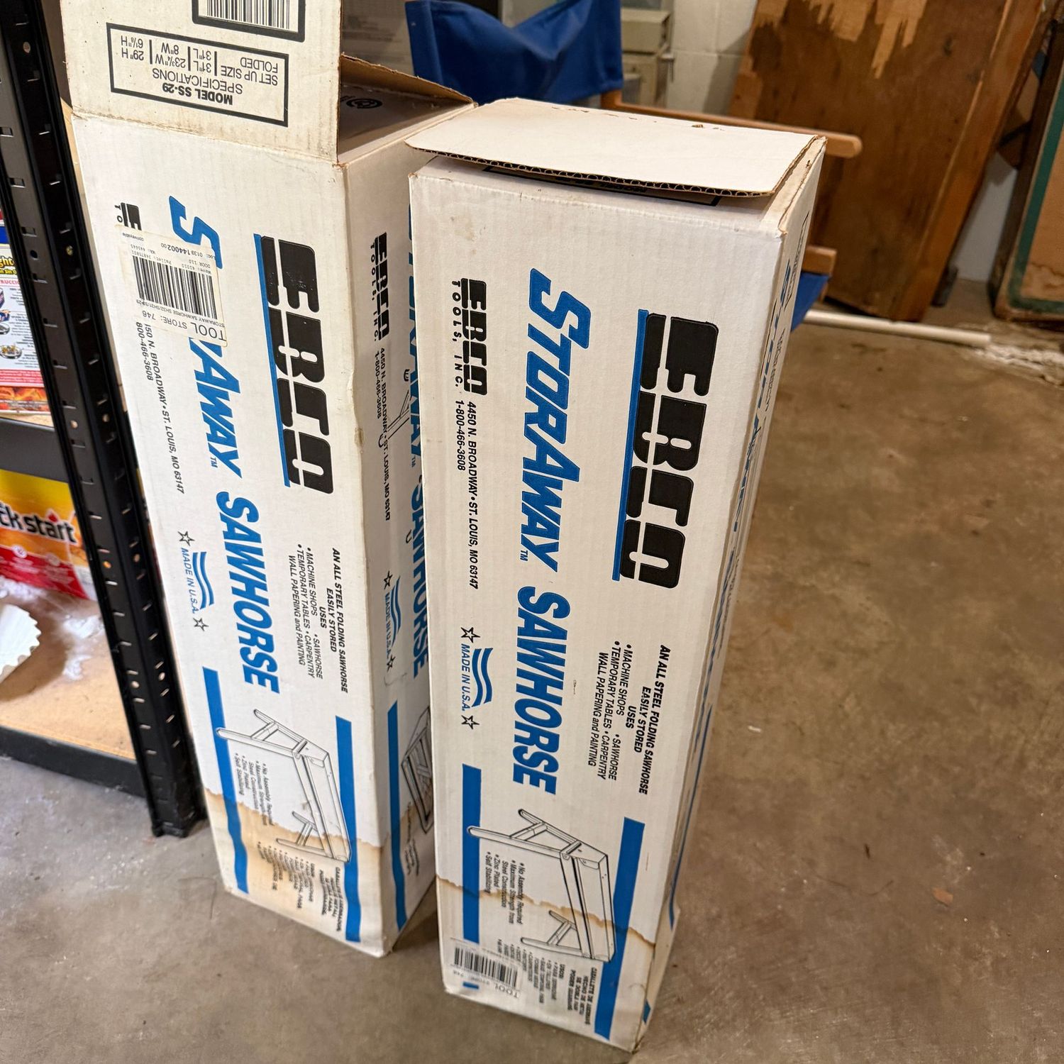 Two boxes of storaway sawhorses