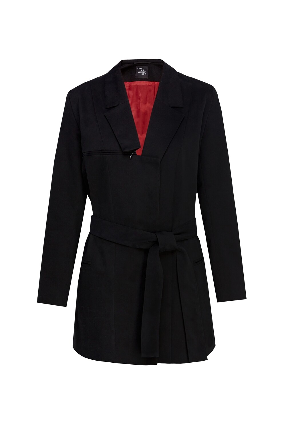 Black jacket with red lining