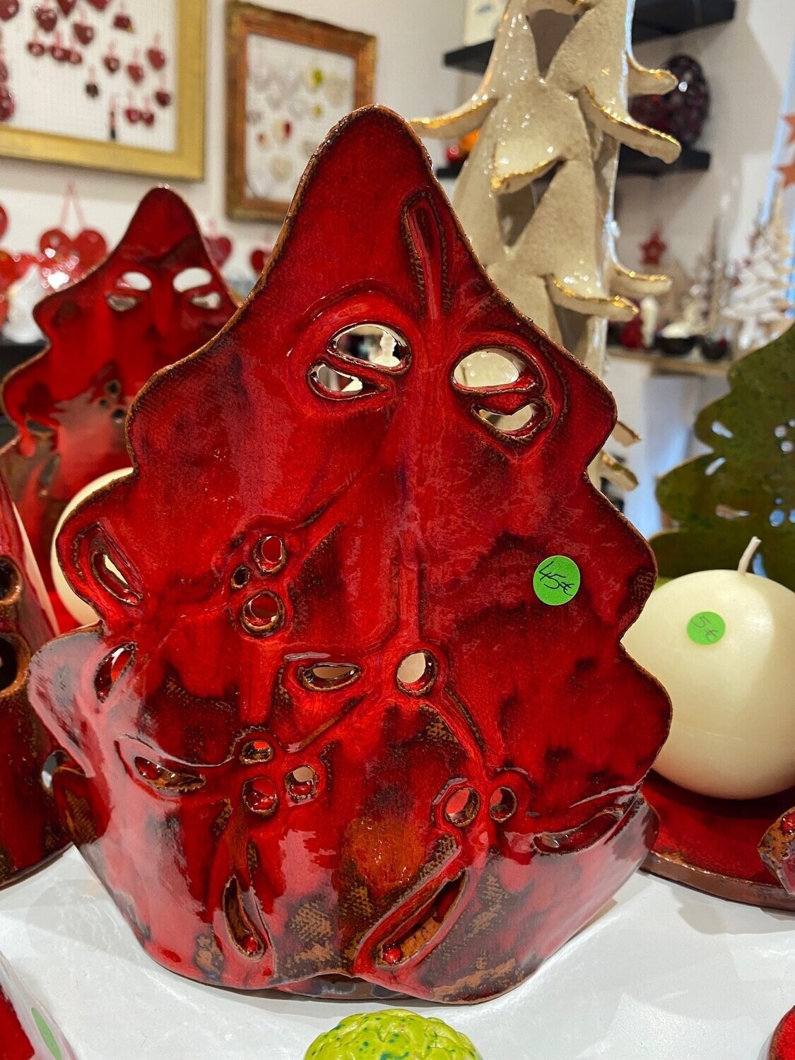 Bougeoir Sapin rouge grand modèle