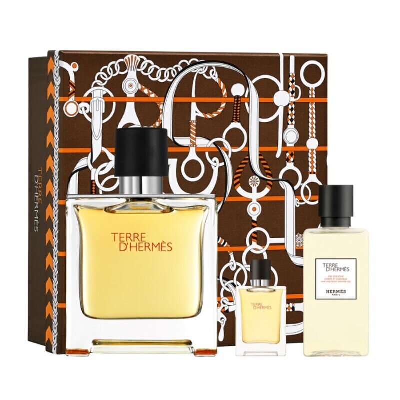 TERRE D'HERMES PURE PERFUME SET 75 ML+ 5ML+shower gel 40 ML