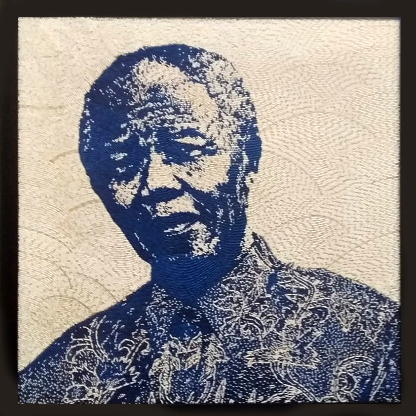 Large Beaded Panel - Nelson Mandela - Madiba - in blue Large Beaded Panel - Nelson Mandela - Madiba - in blue