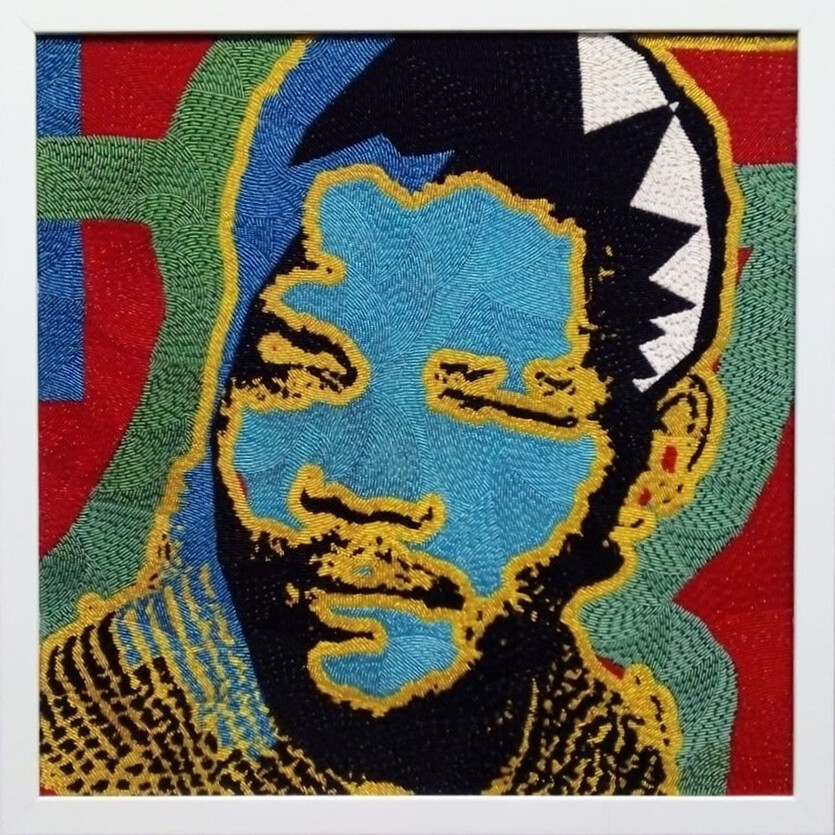Large Beaded Panel - Nelson Mandela - Young man - in colour Large Beaded Panel - Nelson Mandela - Young man - in colour