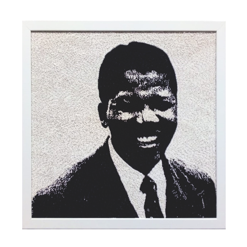 Medium Beaded Panel - Nelson Mandela - Young man - in black Medium Beaded Panel - Nelson Mandela - Young man - in black