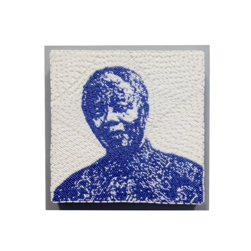 Small Beaded Panel - Nelson Mandela - in blue Small Beaded Panel - Nelson Mandela - in blue