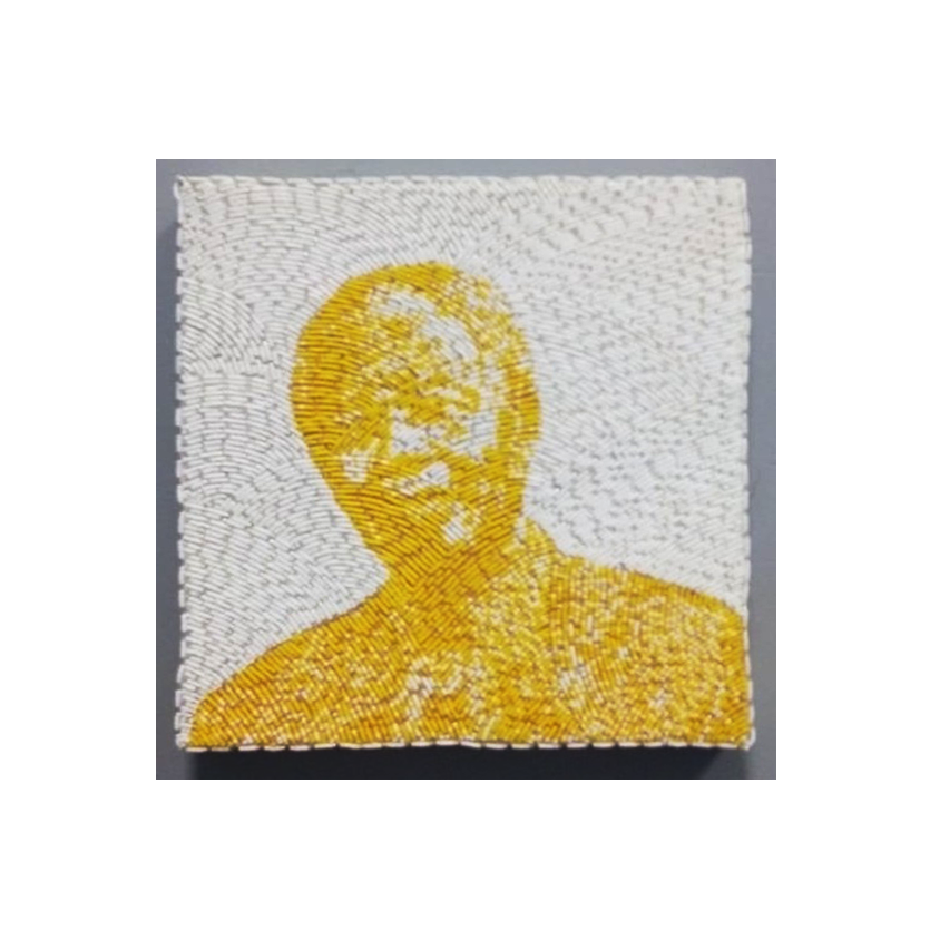 Small Beaded Panel - Nelson Mandela - in yellow Small Beaded Panel - Nelson Mandela - in yellow