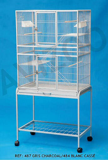Cage de Vol avec support s/roulettes 30x18x64'' (blanc)