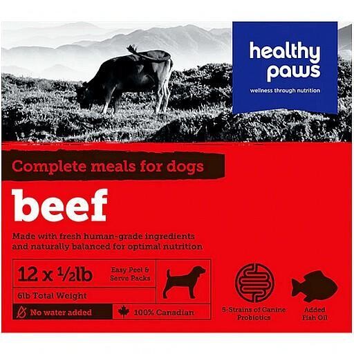 Healthy Paws repas complet pour chien Boeuf  12x227g