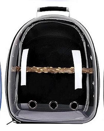 Sac de transport transparent pour perroquet et oiseau avec capsule spatiale - Respirant à 360° - Noir - Taille M