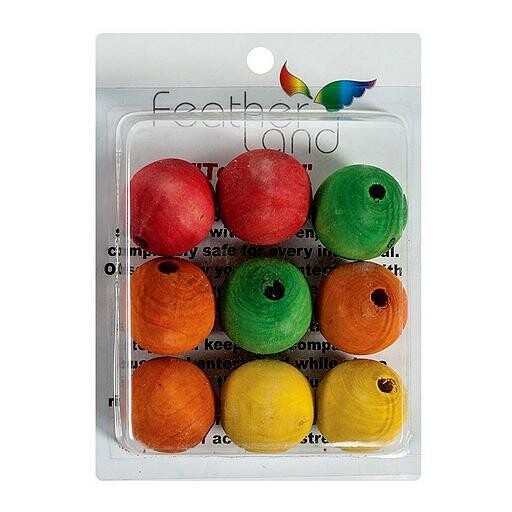 Lot de (9) boules 1.5&#39;&#39; en bois coloré