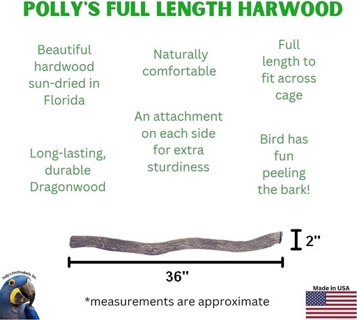 Polly's Perchoir à oiseaux en bois dur/polly's hardwood perch 36''