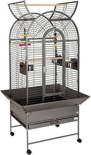 Cage Perroquet avec Toit-Ouvrant  26x22x60  (Noir)