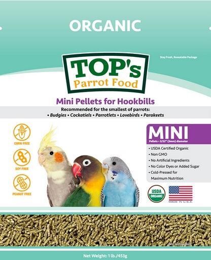 TOP&#39;s Parrot Food Mini Pellets pour Hookbills 1Lb