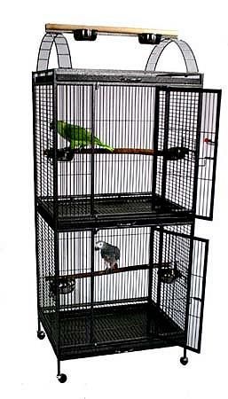 Cage d&#39;élevage Double pour Perroquet 30x24x73&#39;&#39; (noir)