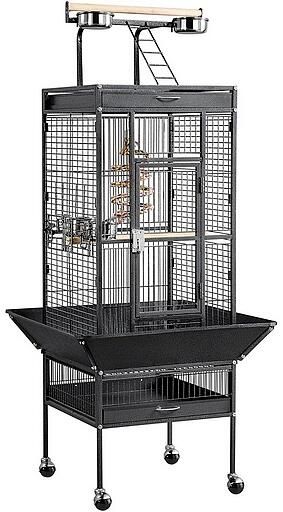CAGE POUR PETIT PERROQUET 46X46X155CM (18X18X61'') NOIR
