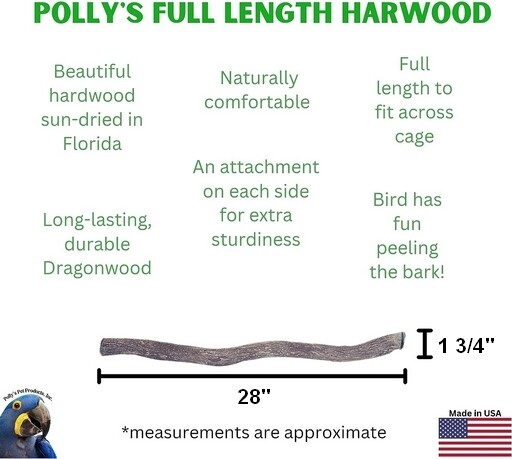 Polly's Perchoir à oiseaux en bois dur/polly's hardwood perch 28''