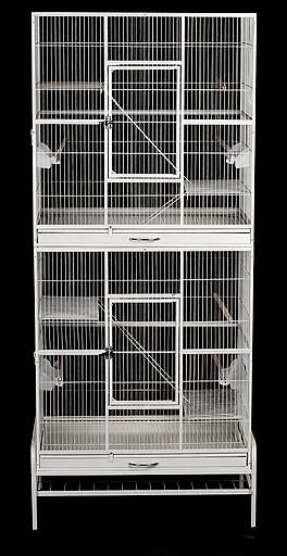 Cage ou Voliere double a/separation Verticale (Blanc)  30x18x74