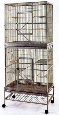 Cage ou Voliere double a/separation Verticale (noir)  30x18x74