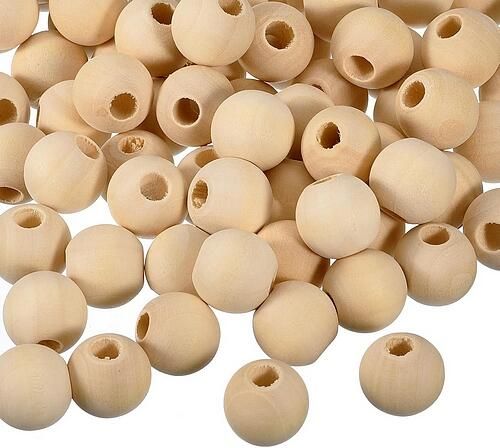 perles rondes en bois naturel 18mm-30mm