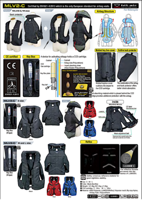 MLV2 motorcycle Harness Vest. CE Approved. Closed Back + Back Protector. Single rear bottom airbag.