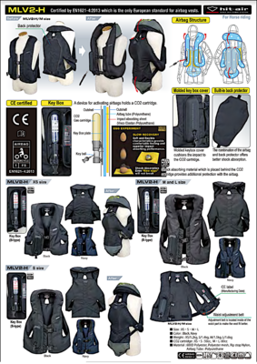 MLV2-H horse riding Harness Vest. CE Approved.
Closed Back + Back Protector. Single rear bottom airbag.