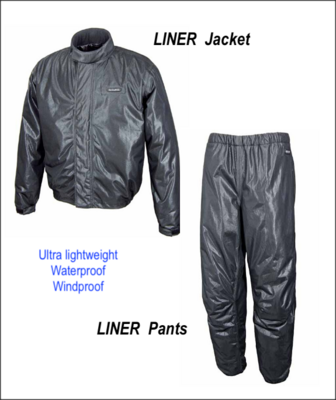LINERS - Jacket/Pants - super Lt wt windproof/waterproof. LINERS - Jacket/Pants - super Lt wt windproof/waterproof.