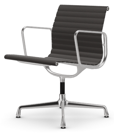 Vitra ALUMINIUM CHAIR EA 108 Stuhl, Stoff, drehbar, Stoff: Hopsak 05 dark/grey