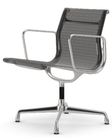 Vitra ALUMINIUM CHAIR EA 108 Stuhl, Netzgewebe, drehbar, Netzgewebe: Nero
