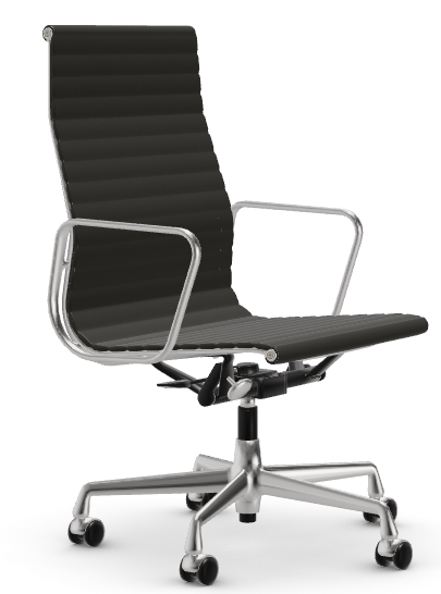 Vitra ALUMINIUM CHAIR EA 119 Bürostuhl, Leder Premium, Leder Premium F: Nero